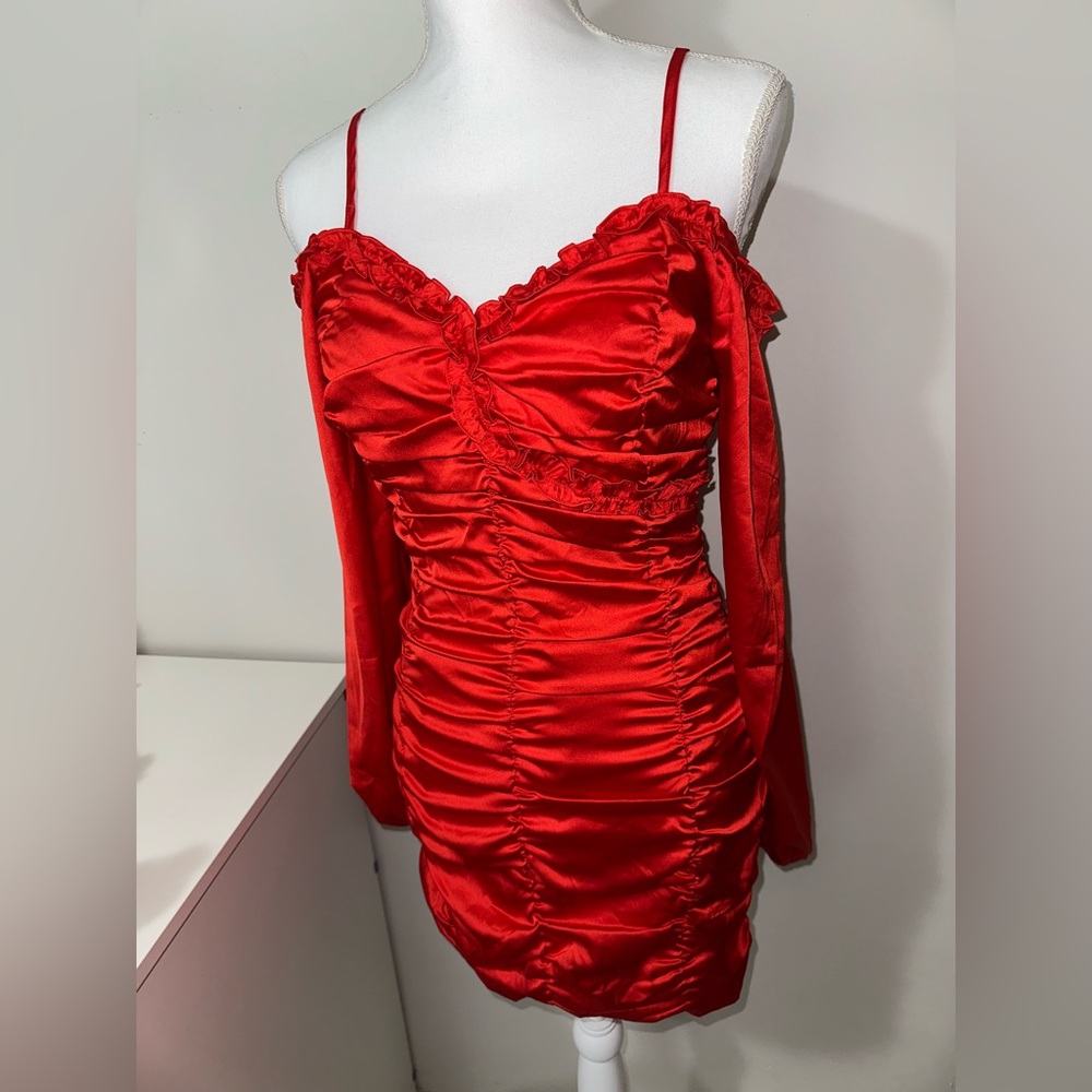 Red silk dress